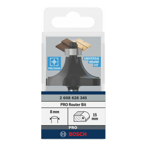 Bosch Abrundfräser Standard for Wood 8 mm R1 15 mm L 22 mm G 66 mm