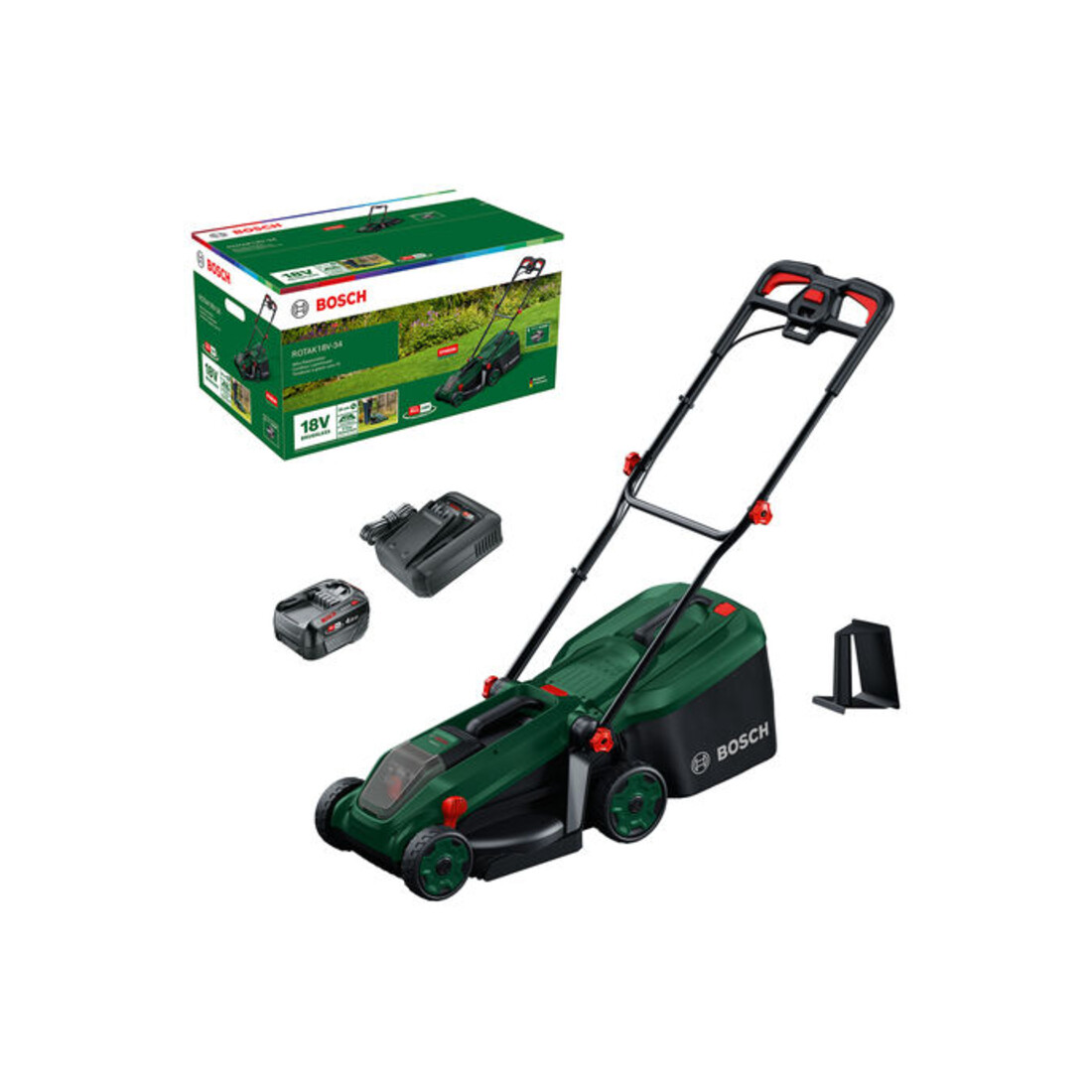 Bosch Accu-grasmaaier ROTAK18V-34, 1x accu PBA 18V 4.0Ah