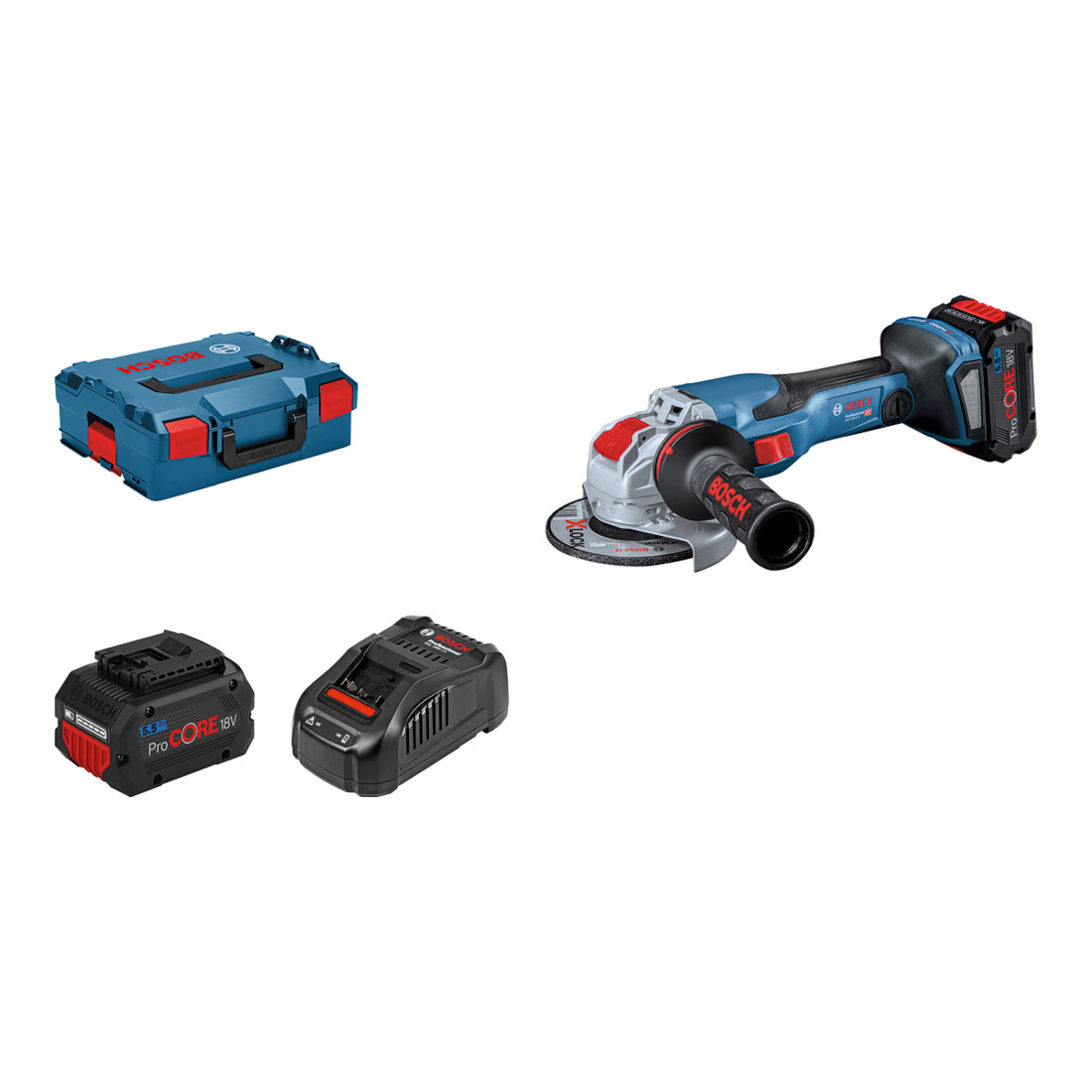 Bosch accu haakse slijper bitURBO met X-LOCK GWX 18V-15 C