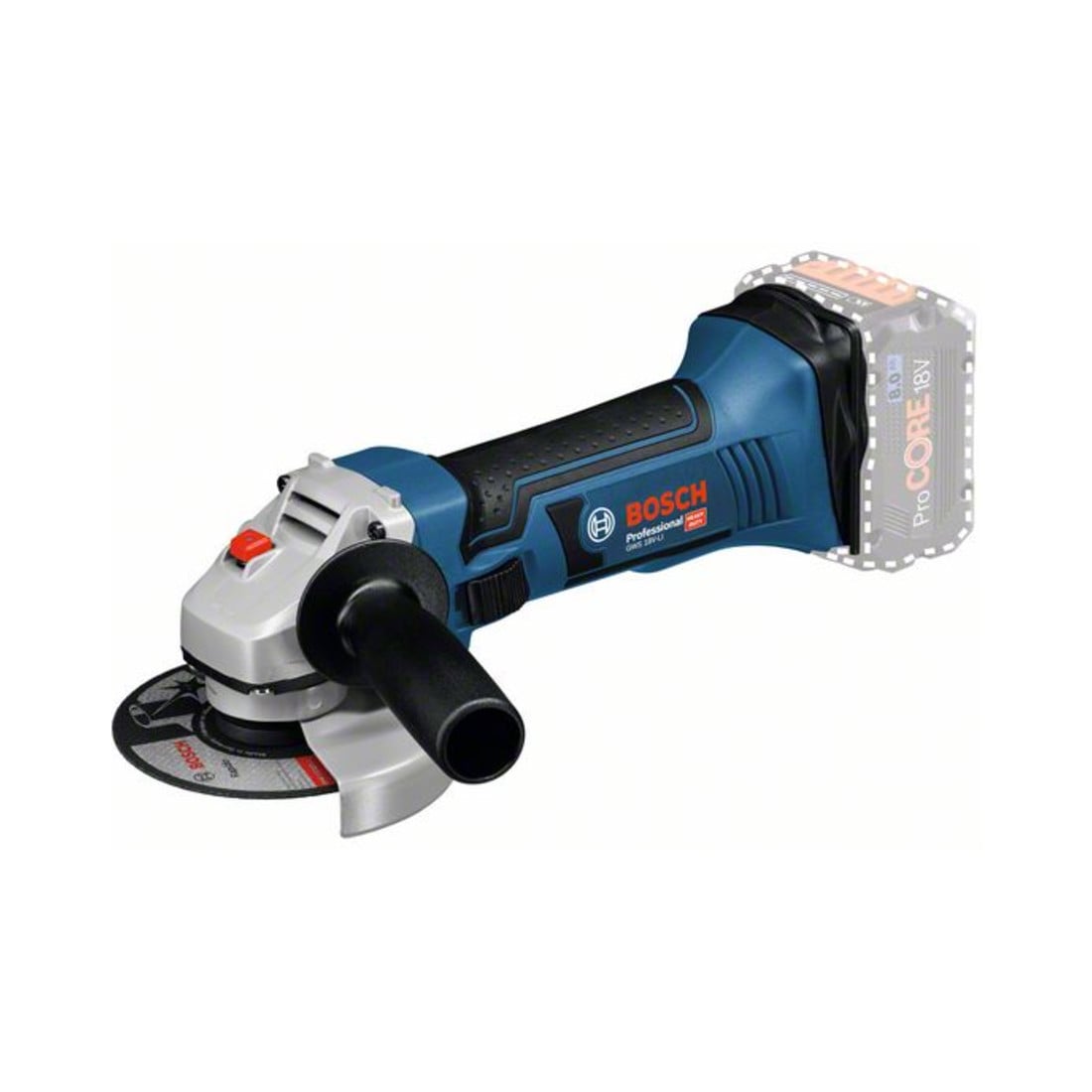 Bosch accu haakse slijper GWS 18-125 V-LI soloversie