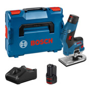 Bosch accu-kantenfrees GKF 12V-8 met 2 x 3,0 Ah Li-Ion-accu L-BOXX