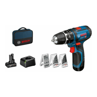 Bosch accu-klopboormachine GSB 12V-15 met 1 x 4,0 Ah 1 x 2,0 Ah Li-ion-accu