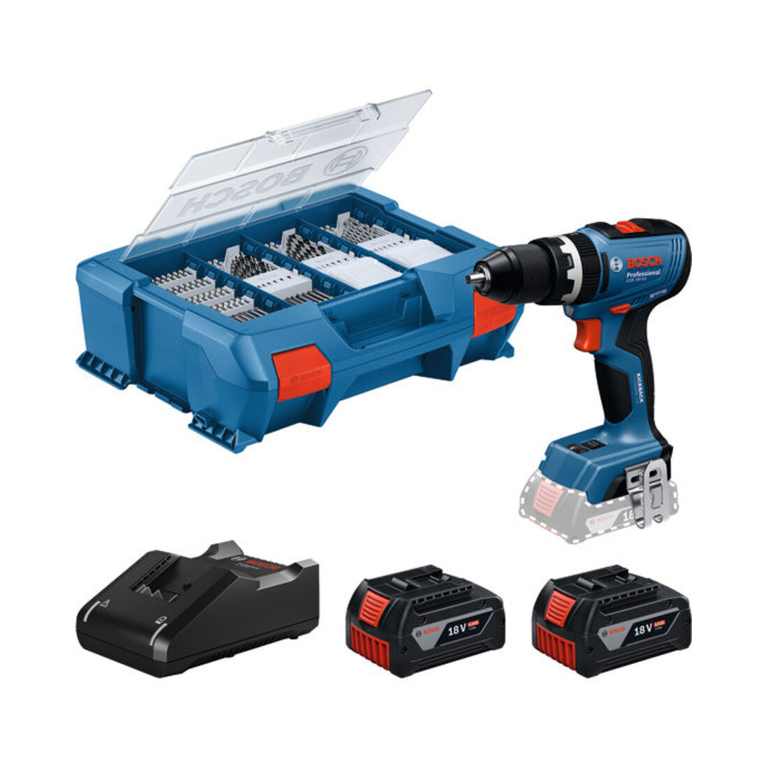 Bosch Accu-slagboormachine GSB 18V-65 met 2 x accu GBA 18V 4.0Ah, L-Case Pick&Click