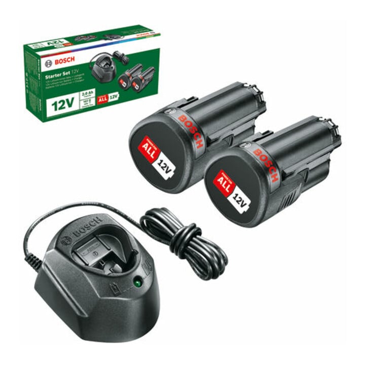 Bosch accu-startset: 2 x PBA 12V, 1,5 Ah O-A accu en lader GAL 1210 CV