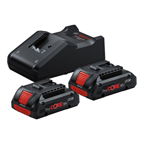 Bosch accu-startset: 2 x ProCORE 18 Volt 4.0 Ah en GAL 18V-40