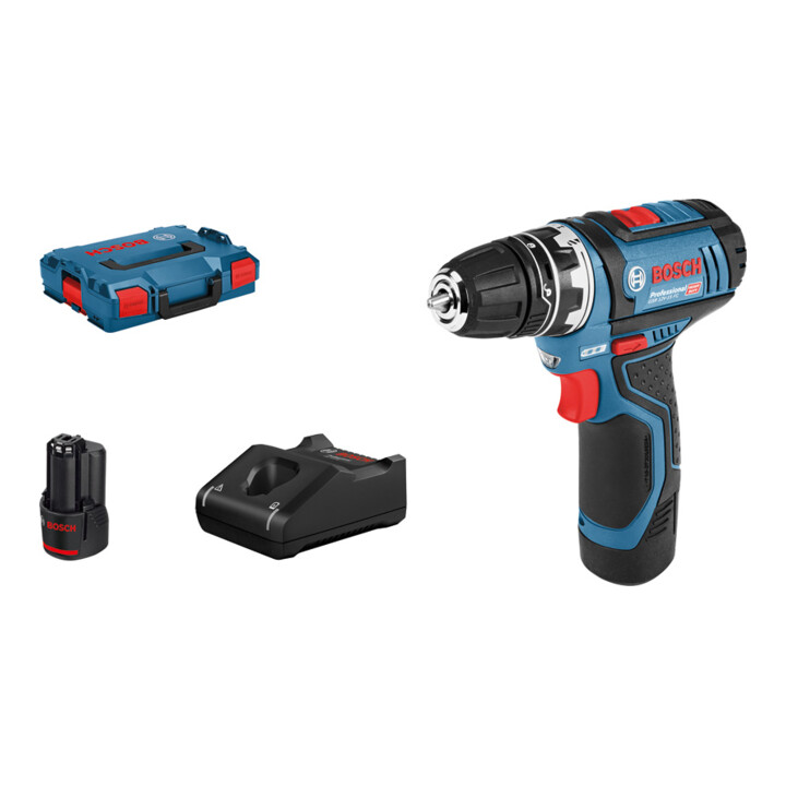 Bosch accuschroefboormachine GSR 12V-15 FC met 2 x 2,0 Ah accu L-BOXX 1 aanbouwdeel