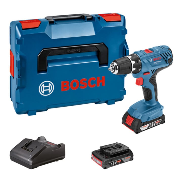 Bosch accuschroefboormachine GSR 18V-21, 2 x accu GBA 18V, lader GAL 18V-20, L-BOXX