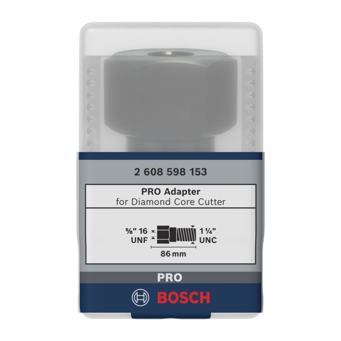 Bosch adapter voor diamantboorkroon machinezijde 5/8" 16 UNF kroonzijde1 1/4" UNC