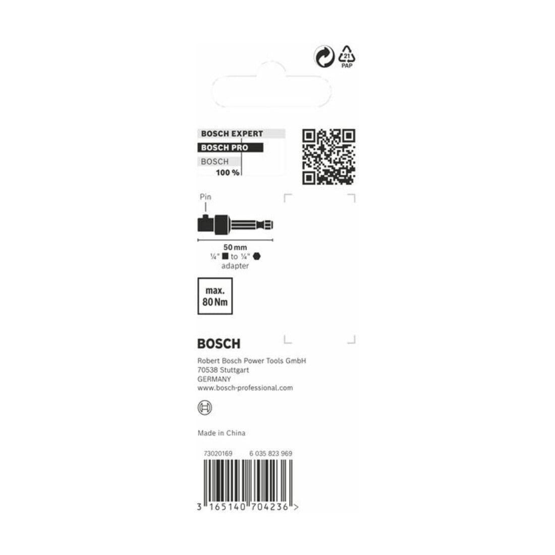 Bosch Adapter zu Steckschlüsseleinsätze 1/4", 50 mm Außensechskant