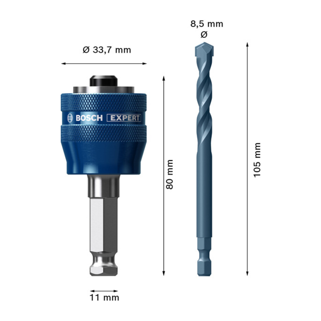 Bosch Adattatore Power Change Plus EXPERT 11 mm TCT 8,5 x 105 mm 2 pz. per perforatrici rotative e trapani a percussione