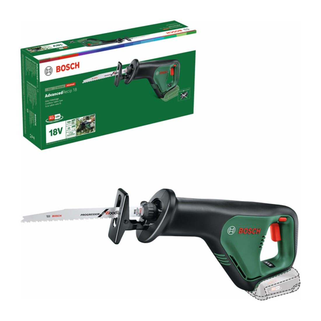 Bosch AdvancedRecip 18 accupreciprozaag met 1x zaagblad