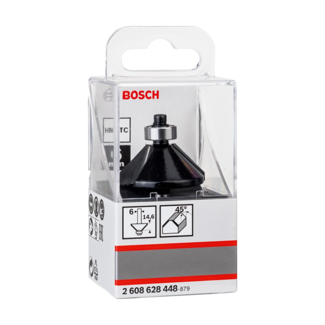 Bosch afkant/vlakfrees 6 mm D1 34,9 mm B 11,1 mm L 14,6 mm G 56 mm 45°