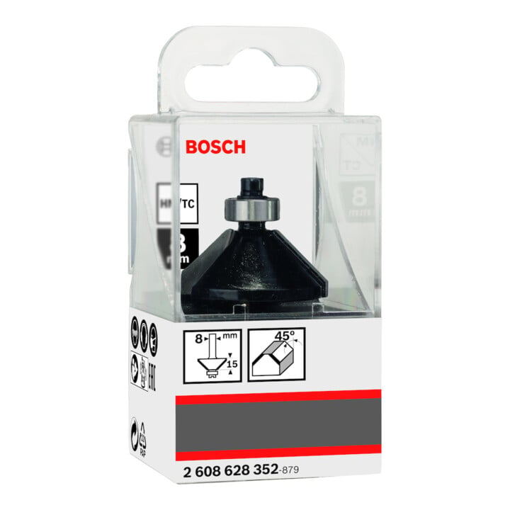 Bosch afkantfrees 8 mm B 11 mm L 15 mm G 56 mm 45°