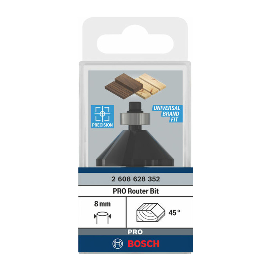 Bosch afkantfrees 8 mm B 11 mm L 15 mm G 56 mm 45°