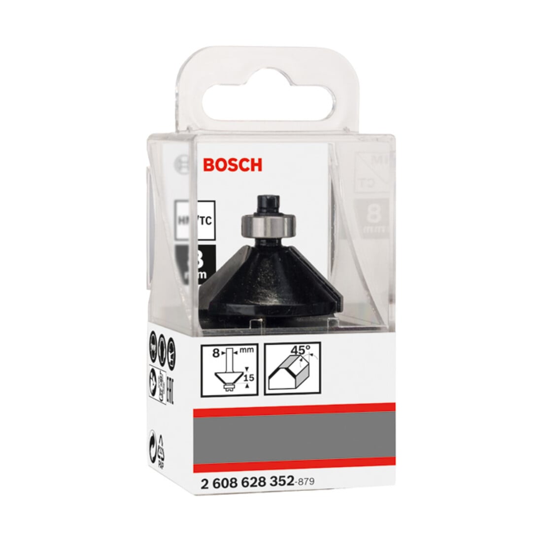 Bosch afkantfrees 8 mm B 11 mm L 15 mm G 56 mm 45°