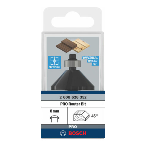 Bosch afkantfrees 8 mm B 11 mm L 15 mm G 56 mm 45°