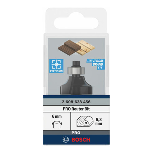 Bosch afrondfrees 6 mm R1 6,3 mm D 25,4 L 13,1 mm G 54 mm