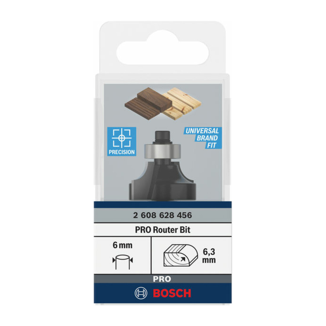 Bosch afrondfrees 6 mm R1 6,3 mm D 25,4 L 13,1 mm G 54 mm