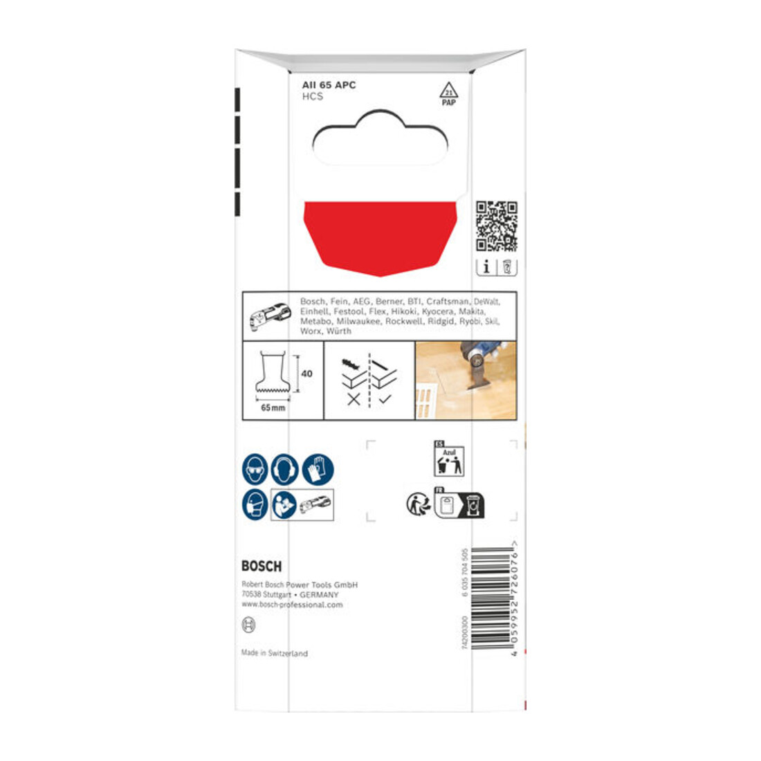 Bosch AII 65 APC hout zaagblad, Starlock, 65 x 40 mm, 5-dlg.