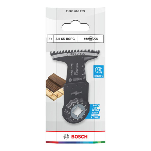 Bosch AII 65 BSPC hout duikzaagblad, Starlock, 65 x 40 mm, 5-dlg.