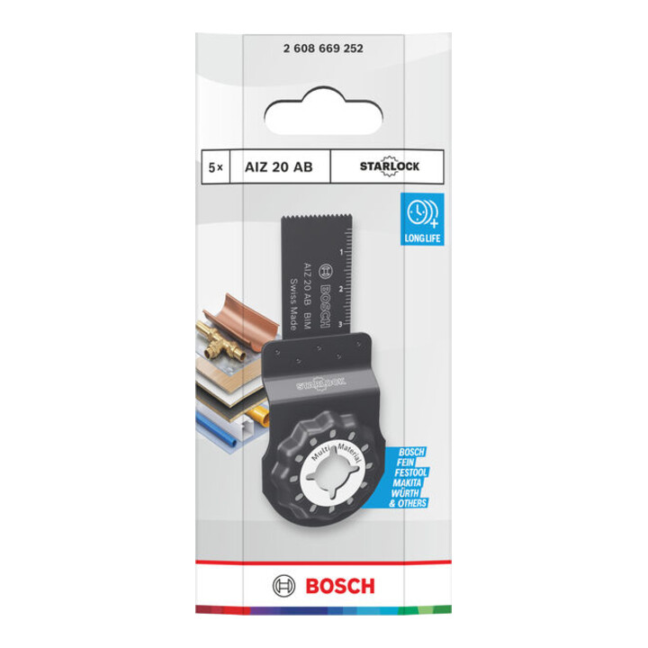 Bosch AIZ 20 AB Multi Material Tauchsägeblatt, Starlock, 20 x 30 mm, 5-tlg.