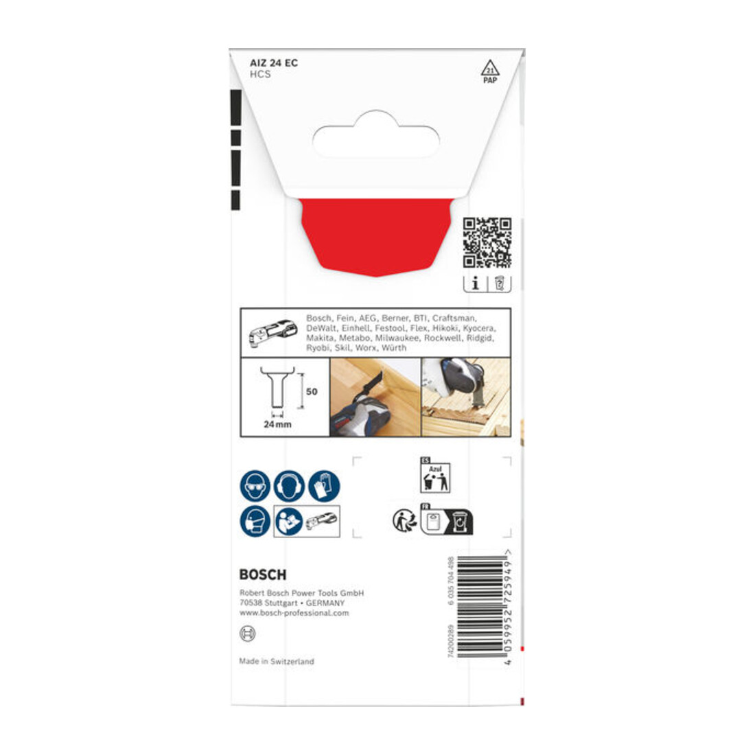 Bosch AIZ 24 EC Lama per sega a immersione legno, Starlock, 24 x 50 mm
