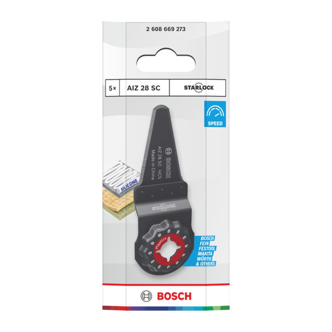 Bosch AIZ 28 SC lama per plastica, Starlock, 28 x 40 mm, 5 pezzi