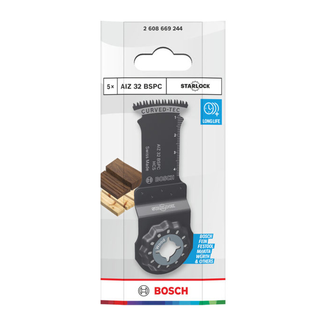 Bosch AIZ 32 BSPC Lama per sega a immersione legno, Starlock, 32 x 50 mm, 5 pezzi