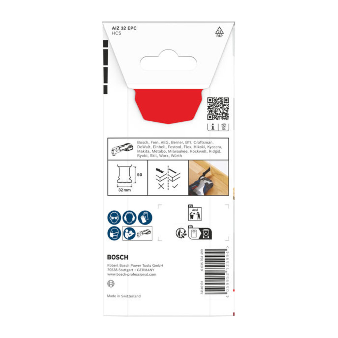 Bosch AIZ 32 EPC Lama da sega a immersione per legno, Starlock, 32 x 60 mm