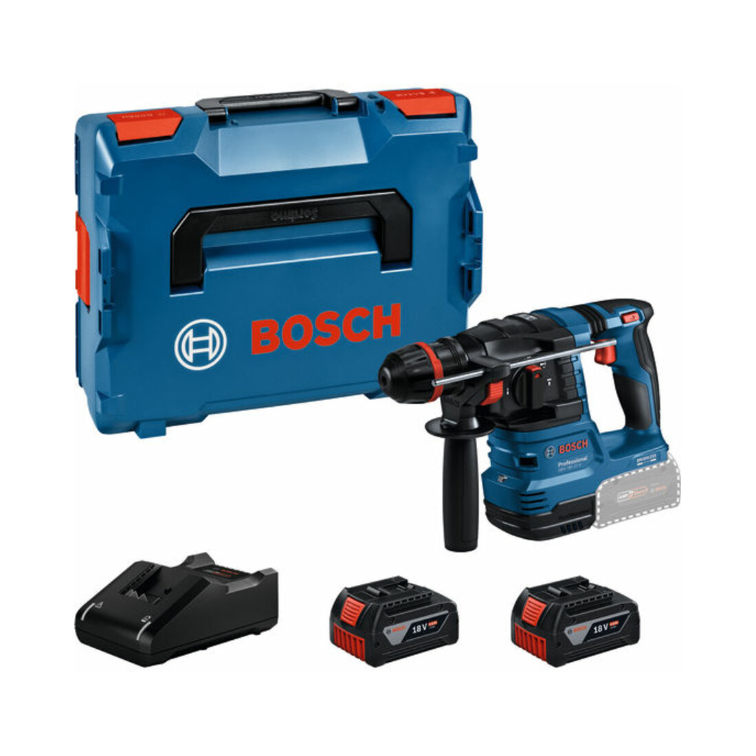 Bosch Akku-Bohrhammer mit ONECHUCK GBH 18V-22 X, 2 x Akku GBA 18V 4.0Ah in L-BOXX 136