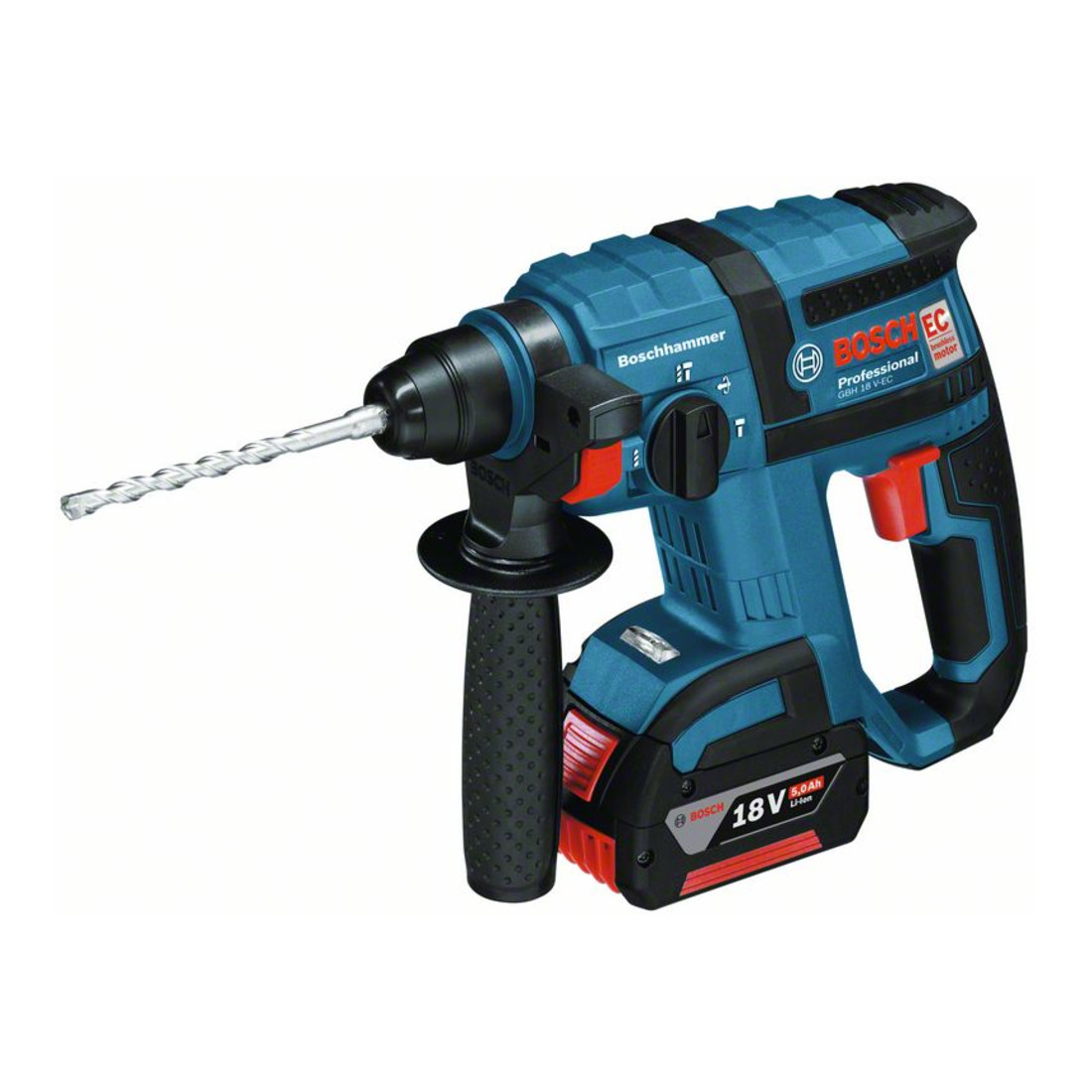 Bosch Akku-Bohrhammer mit SDS plus GBH 18 V-EC mit 2 x 5,0 Ah Li-Ion Akku L-BOXX