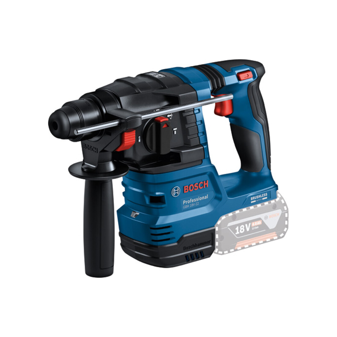 Bosch Akku-Bohrhammer mit SDS plus GBH 18V-22, 2x Akku GBA 18V4.0Ah/L-BOXX, Ringbürst.