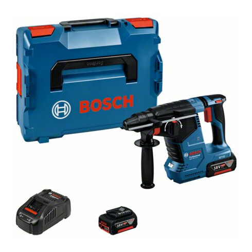 Bosch Akku-Bohrhammer mit SDS plus GBH 18V-24 C, 2 Akku, Schnellladeg. und L-BOXX