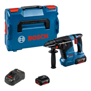 Bosch Akku-Bohrhammer mit SDS plus GBH 18V-24 C, 2 Akku, Schnellladeg. und L-BOXX