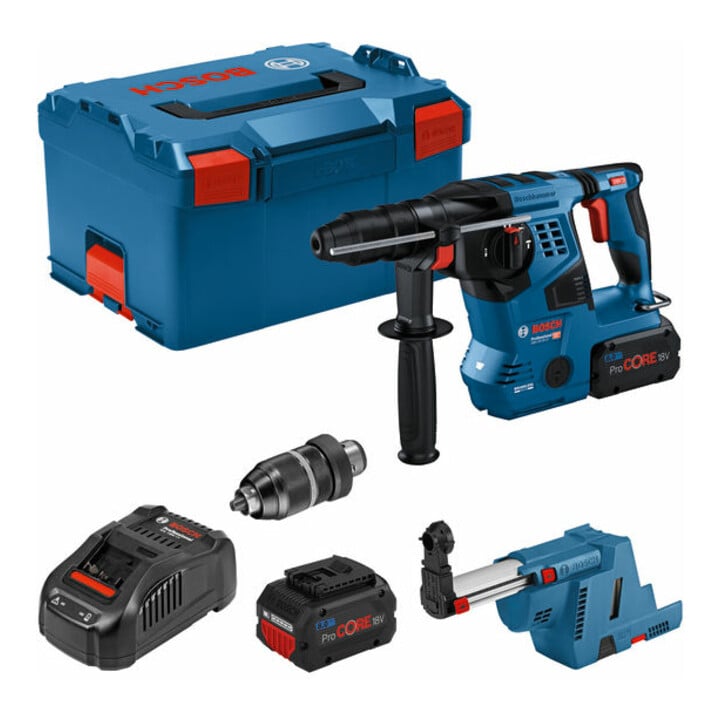 Set Bosch Akku-Bohrhammer mit SDS plus GBH 18V-28 CF + 11-tlg SDS plus-1 Hammerbohrer- und Meißel-Set