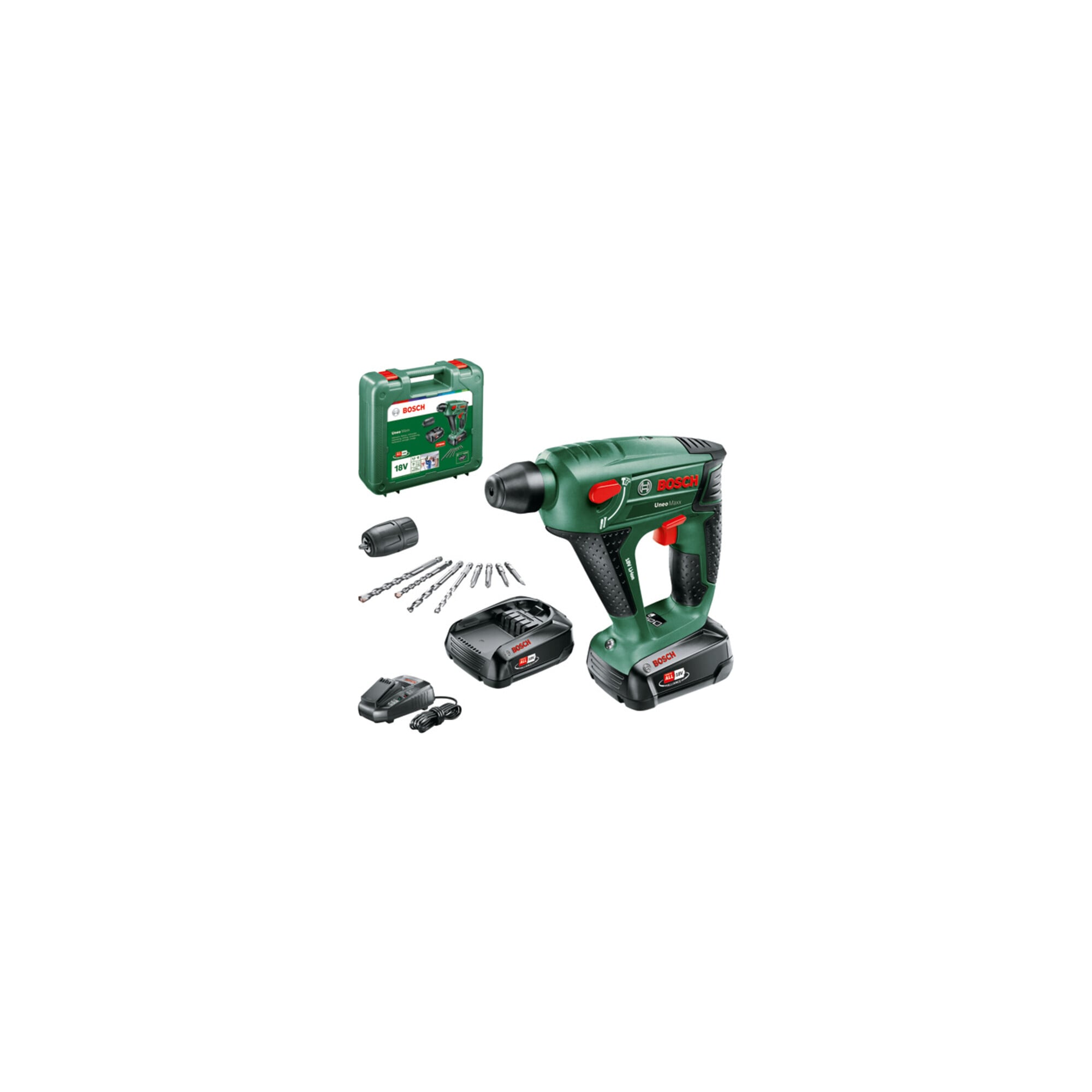 Bosch Akku-Bohrhammer Uneo Maxx, mit 2 x PBA 18V 2.5 Ah Akku