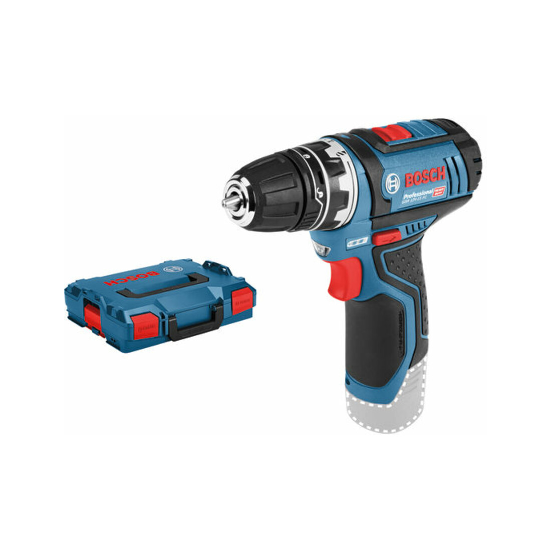 Bosch Akku-Bohrschrauber GSR 12V-15 FC Solo Version 1 Aufsatz L-BOXX