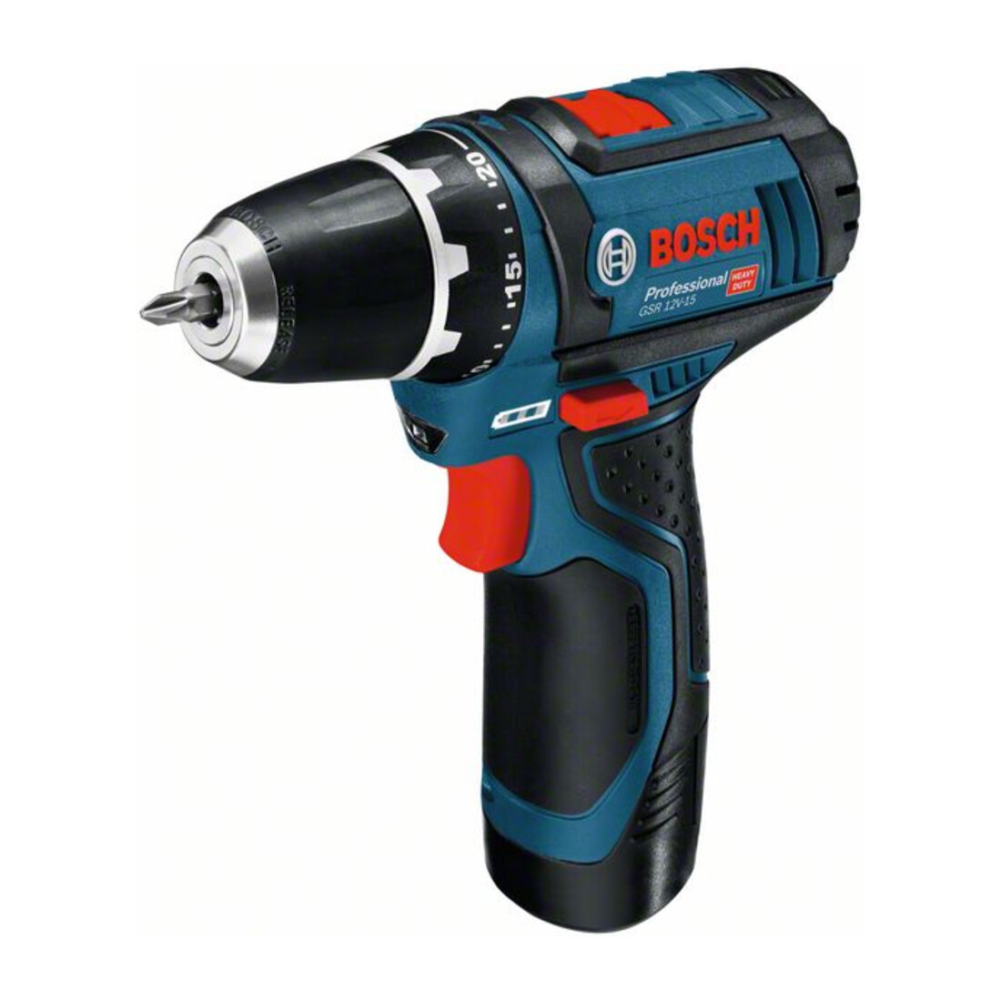 Bosch Akku-Bohrschrauber GSR 12V-15 mit 2 x 2,0 Ah Akku