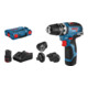 Bosch Akku-Bohrschrauber GSR 12V-35 FC mit 2 x 3,0 Ah Li-Ion Akku 4 Aufsätze L-BOXX-2