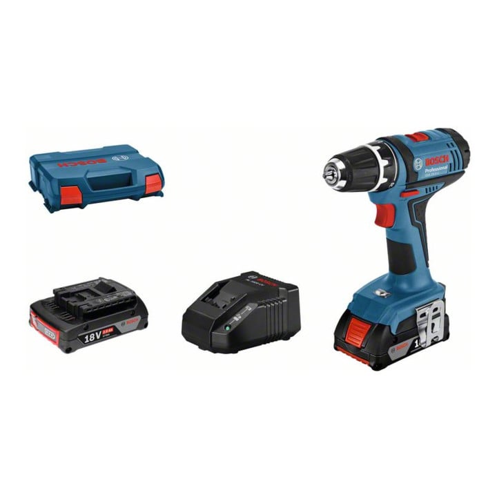 Bosch Akku-Bohrschrauber GSR 18-2-LI, 2 Akku GBA 18V 2.0Ah, Ladegerät AL 1820 CV