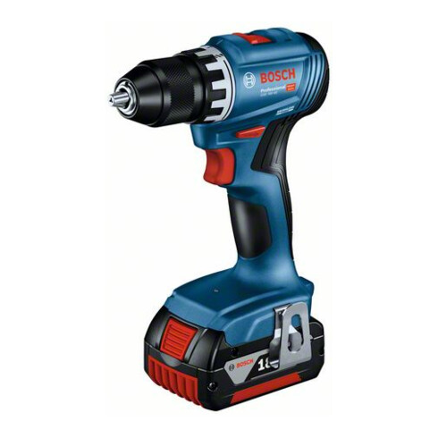 Bosch Akku-Bohrschrauber GSR 18V-45, 2 Akku GBA 18V 3.0Ah, Ladegerät u. L-BOXX