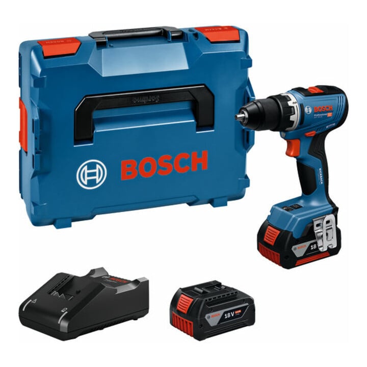 Set Bosch Akku-Bohrschrauber GSR 18V-65 + 7tlg. Robust Line Holzspiralbohrer-Set + 7tlg. Robust Line Betonbohrer-Set