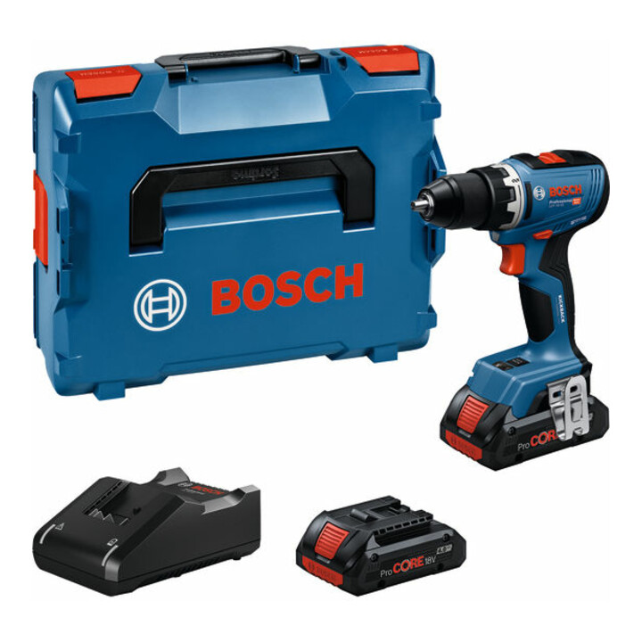 Set Bosch Akku-Bohrschrauber GSR 18V-65 + 7tlg. Robust Line Holzspiralbohrer-Set + 7tlg. Robust Line Betonbohrer-Set