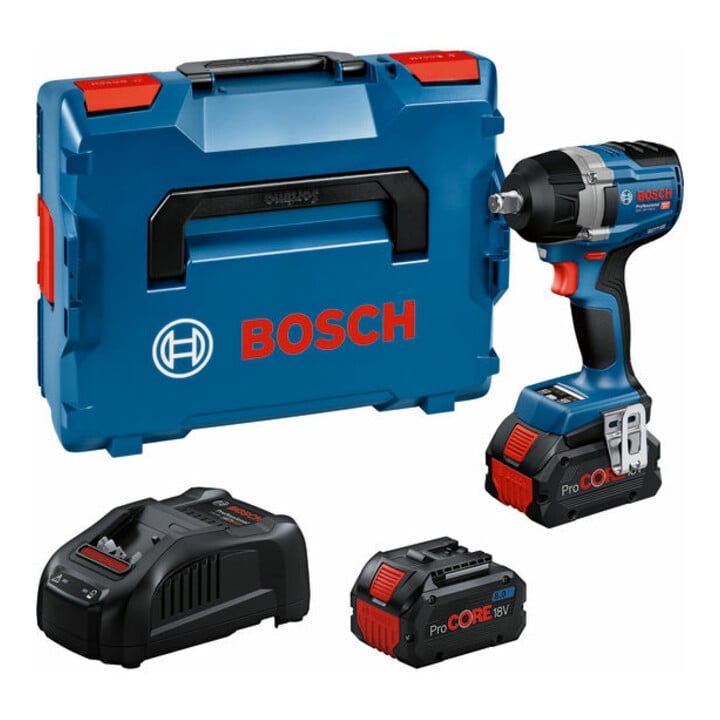 Set Bosch Akku-Drehschlagschrauber GDS 18V-750 C + 7tlg. Robust Line Holzspiralbohrer-Set + 7tlg. Robust Line Betonbohrer-Set