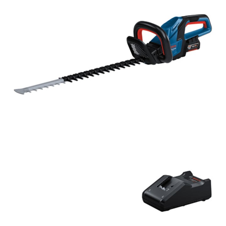 Set Bosch Akku-Heckenschere GHE 18V-60 + Starter-Set: 1x GBA 18V 2,0Ah + 1x GBA 18V 4,0Ah + GAL 18V-40