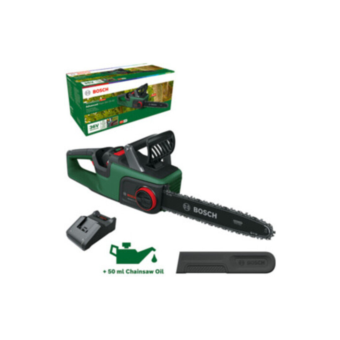 Bosch Akku-Kettensäge AdvancedChain 36V-35-40, 1x Akku 36V 2.0Ah, Ladegerät AL 36V-20