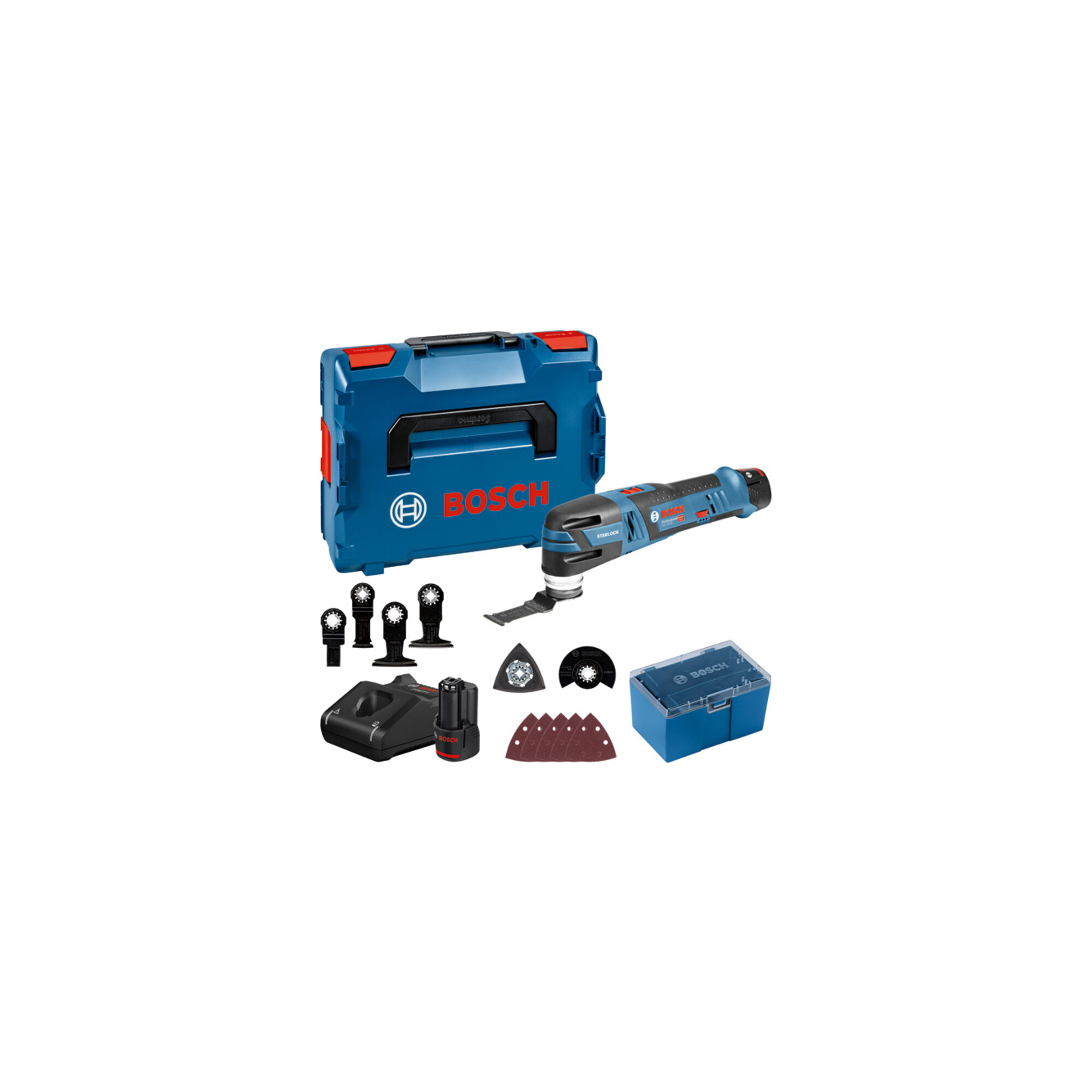 BOSCH Akku-Multi-Cutter GOP 12V-28 mit 2 x 3,0 Ah Li-Ion Akku L-BOXX