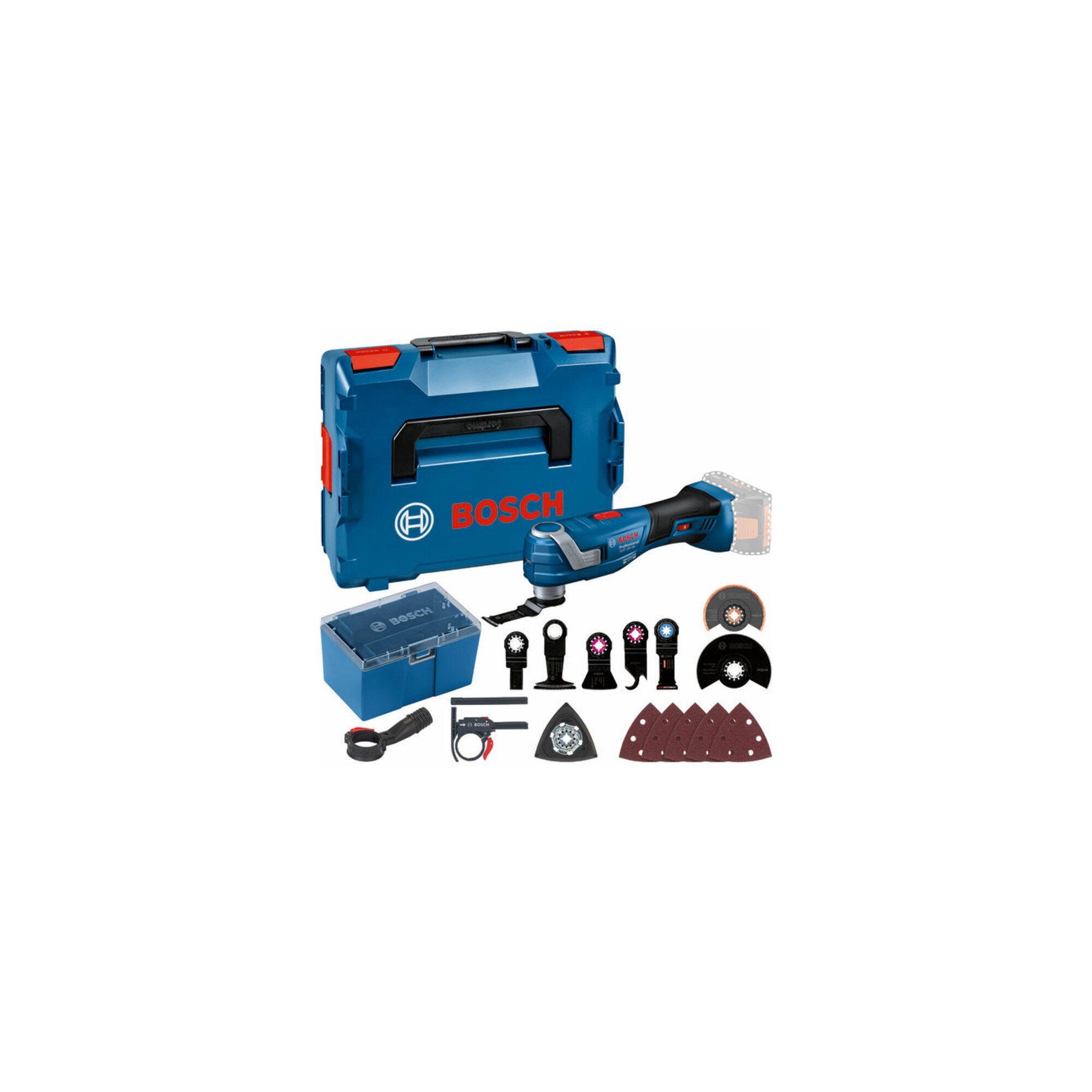BOSCH Akku-Multi-Cutter GOP 18V-34, Starlock Tauchsägeblätter+diverses Zubehör, L-BOXX