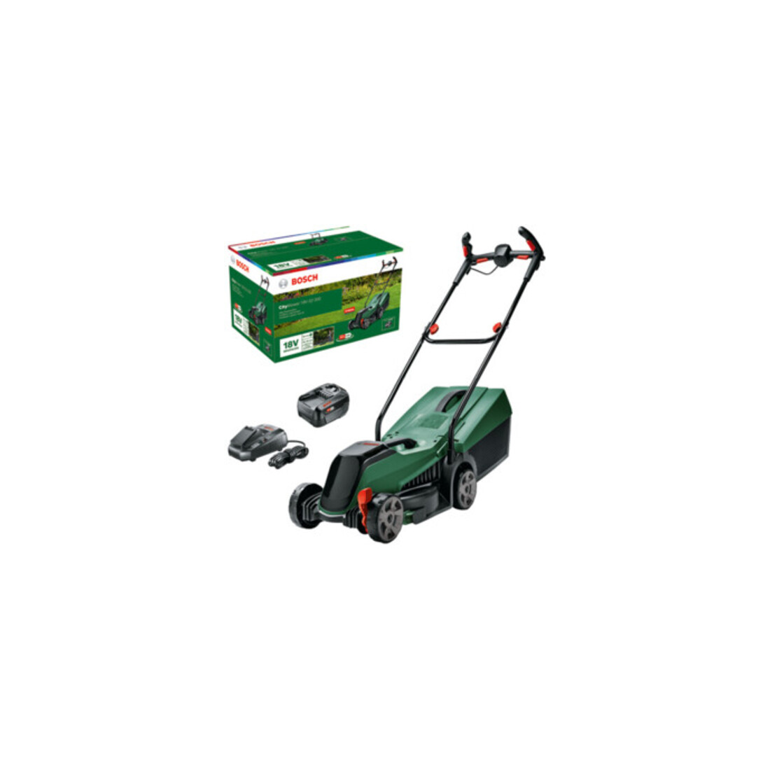 Bosch Akku-Rasenmäher CityMower 18V-32-300: 1x Akkupack PBA 18V 4.0Ah W-C, Ladegerät