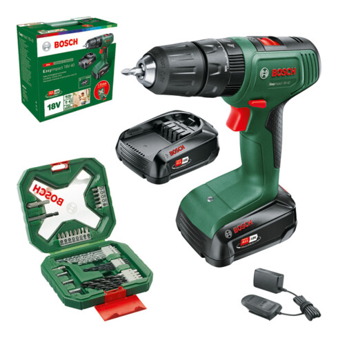 Bosch Akku-Schlagbohrmaschine EasyImpact 18V-40, 2 x Akku PBA 18V 2.0Ah im Tragekoffer
